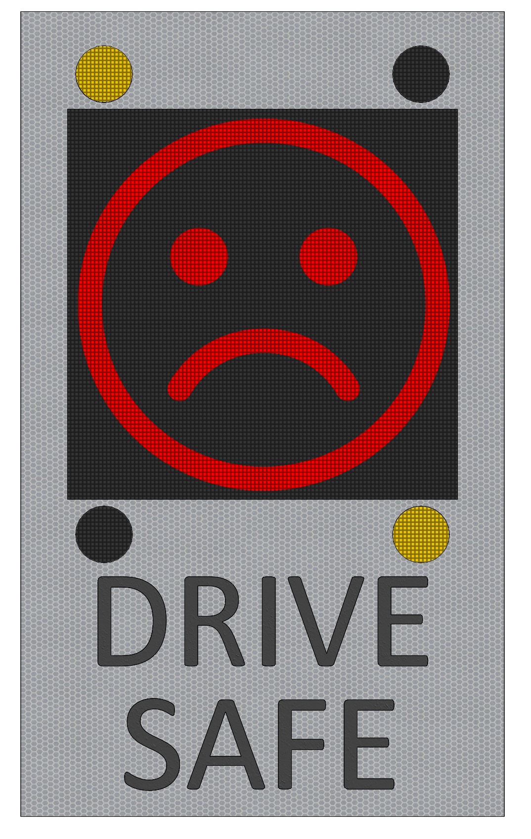 Sad Face Emoji Over Speed Emoji Radar Sign